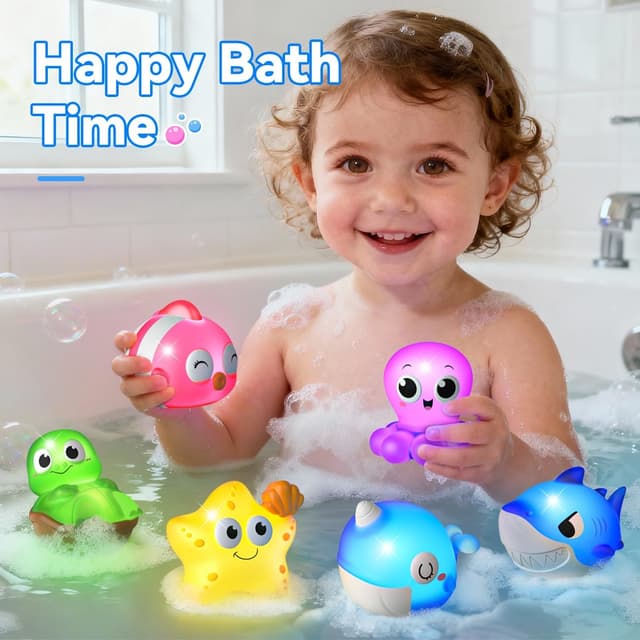Detalle de Ocean bath toys set with LED lights for 1-3