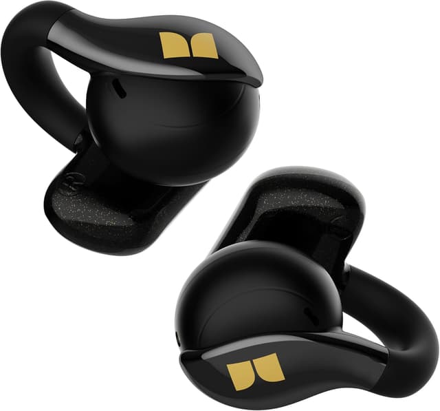 Detalle de Monster AC225 Open Ear Earbuds with Bluetooth 6.0, ENC Mic, 36H Playtime, IPX6 (Black)