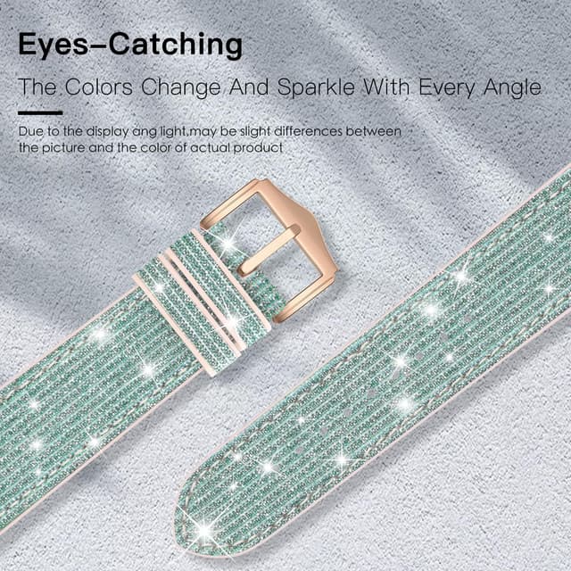 Detalle de Tuocal Bling silicone sport strap for Apple Watch (38mm–42mm, Series 1–10, SE) in glitter colours