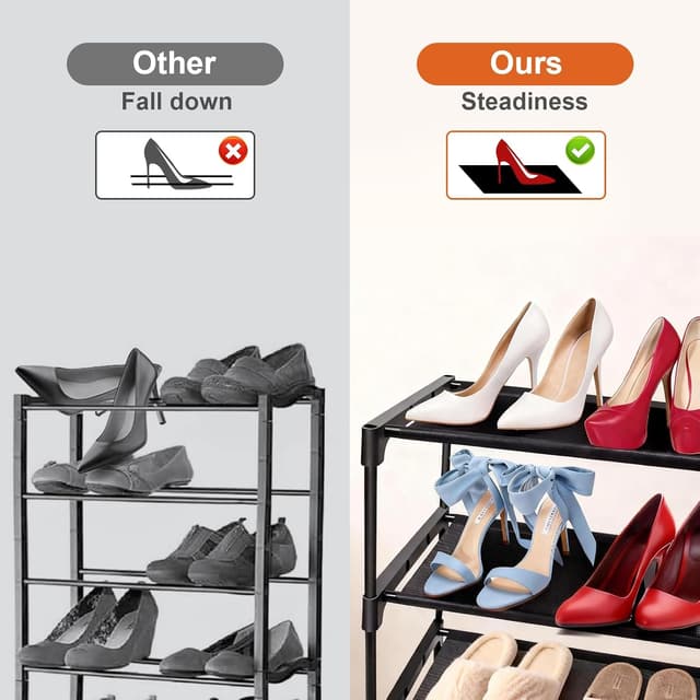 Thumbnail 6 de LINKINNO scarpiera a 3 ripiani impilabile in metallo, per 9 paia di scarpe (70 x 30 x 45 cm) color nero