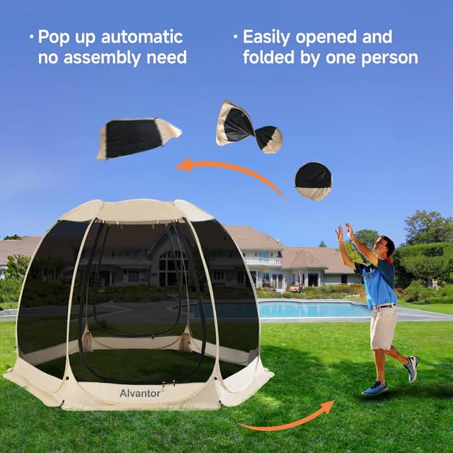 Detalle de Alvantor Pop Up Screen House Gazebo with Mosquito Netting (UPF 50+ UV Sun Shelter) for Patio & Backyard