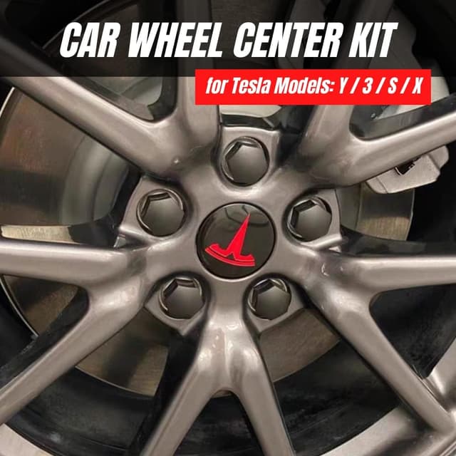 Detalle 2 de Set coprimozzo e copribulloni Magic Select per Tesla Model 3 (4 coprimozzi + 20 tappi dadi ruota)