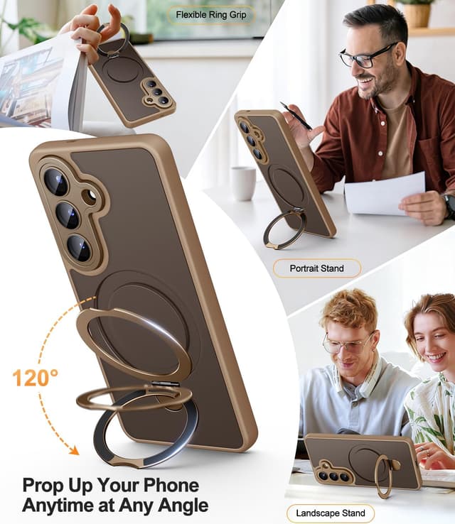 Detalle 2 de JAME for Samsung Galaxy S26 Ultra Case (Brown) with 2 Screen Protectors, Camera Protection, Magnetic Stand & MagSafe