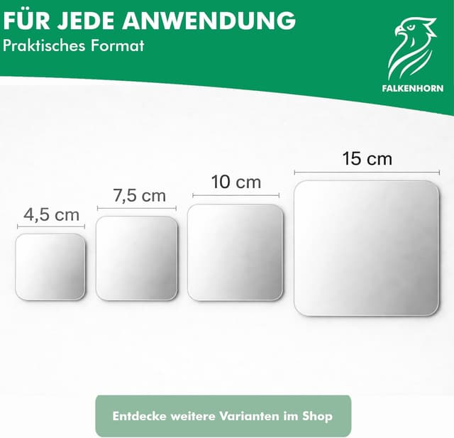 Detalle de Falkenhorn Handspiegel doppelseitig ultraflach aus Acryl, quadratisch 4,5 × 4,5 cm (5er-Set)