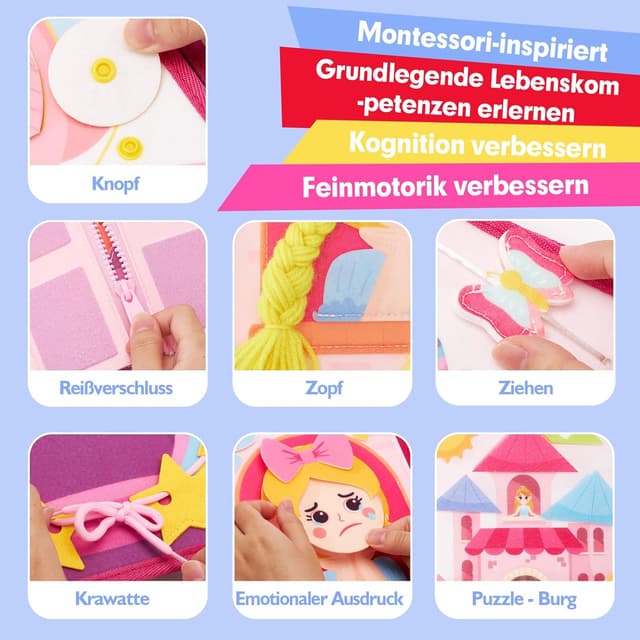 Detalle 1 de Hahaland Prinzessinnen Busy Board 20 in 1