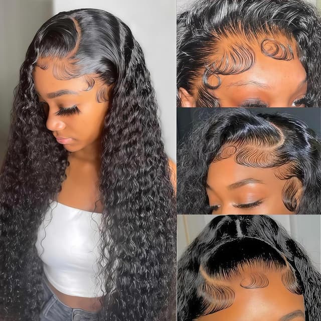 Detalle 2 de 30 Inch Deep Wave 13x6 HD Lace Front Wig (12A Brazilian Virgin Human Hair) Glueless