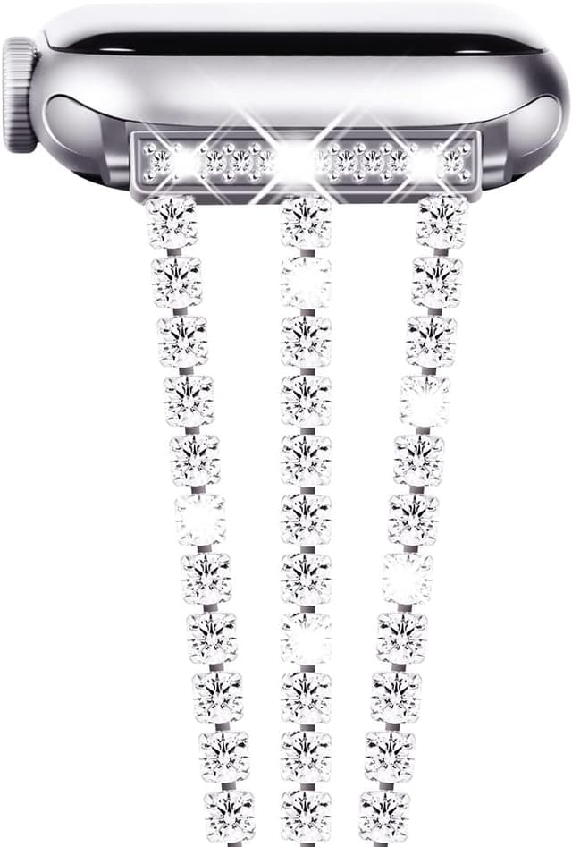 Detalle 2 de Fullife sparkling crystal bracelet watch strap for Apple Watch (38mm–42mm, Series 1–11) - Bling Silver