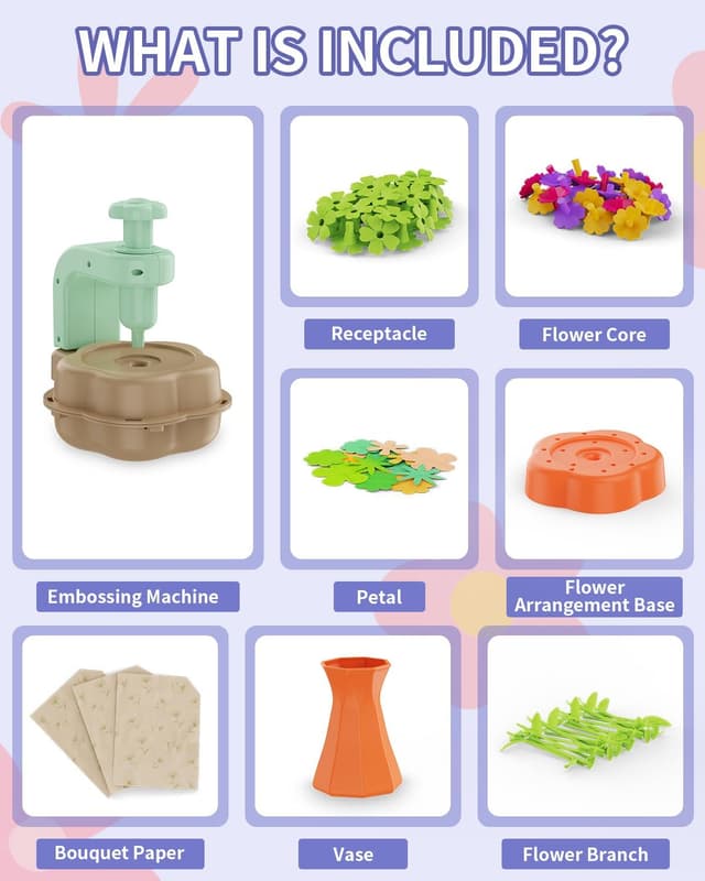 Detalle 2 de BIVBTP Arts and Craft Kits for Kids DIY Flower Market Toys (Green) – ages 4–12