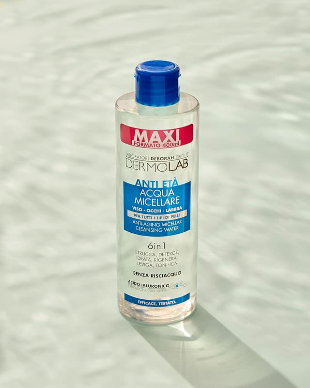 Detalle 2 de Dermolab Acqua Micellare Struccante Viso Antiage 6 in 1 con Acido Ialuronico e Olio di Argan, 400 ml