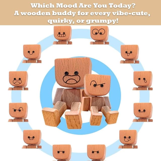 Thumbnail 6 de Dreaku Shaking Wooden Man Figurine with 12 faces