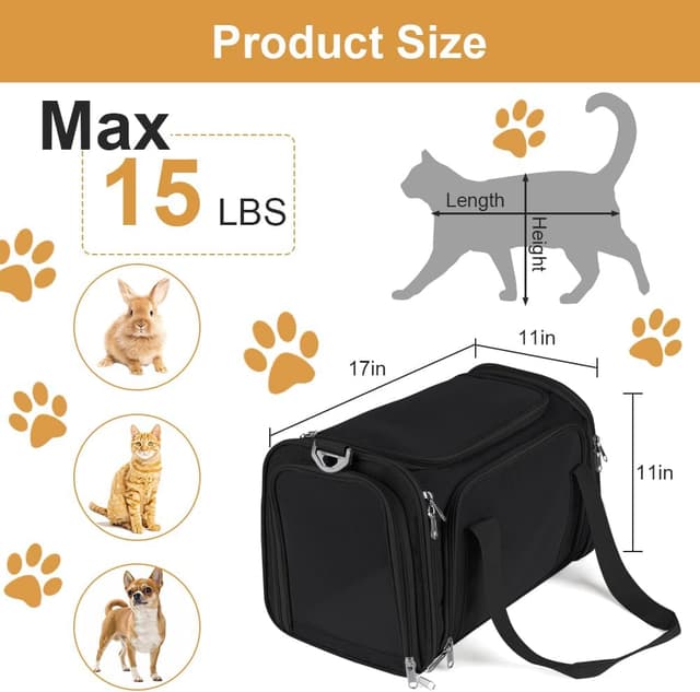 Detalle de vsshe faltbare Hundebox für Auto & Flugzeug – Transportbox aus atmungsaktivem Netz (bis 15 Pfund, Schwarz)