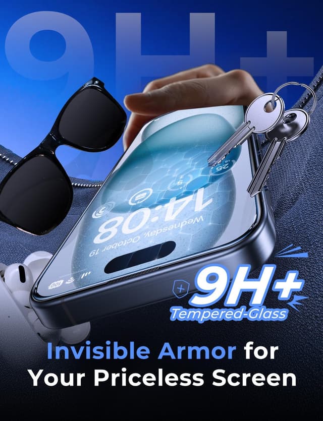 Detalle 2 de MAGIC JOHN iPhone 15 screen protector 2-pack