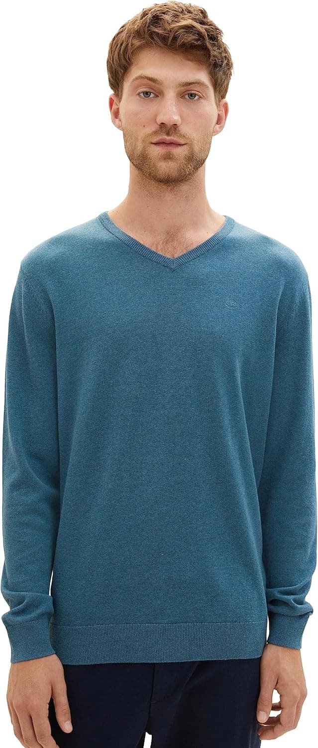 Detalle 2 de TOM TAILOR Maglione basic da uomo con scollo a V