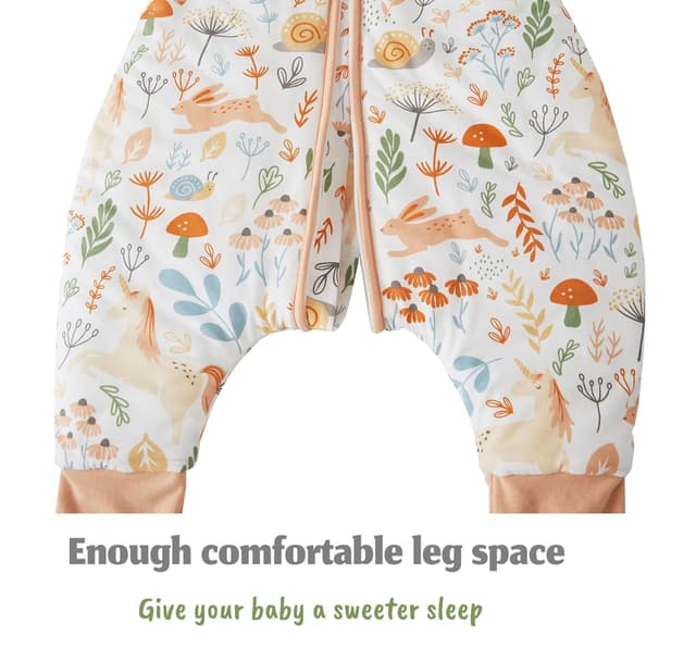 Detalle de Chilsuessy Baby Schlafsack mit Füßen 3,5 Tog aus Soft-Baumwolle (Einhorn Rosa), 90 cm für 95–105 cm Körpergröße