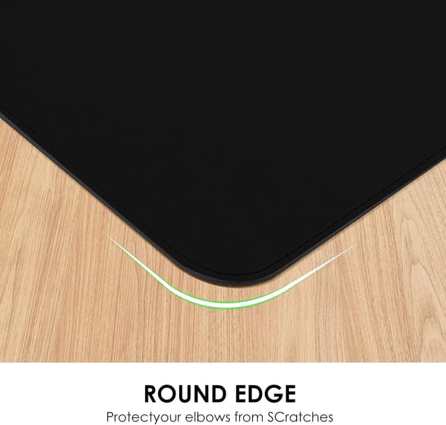 Detalle de Vicwe Schreibtischunterlage aus PU-Leder, 120 x 60 cm – rutschfestes Office-Mauspad & Laptop-Unterlage (Schwarz)