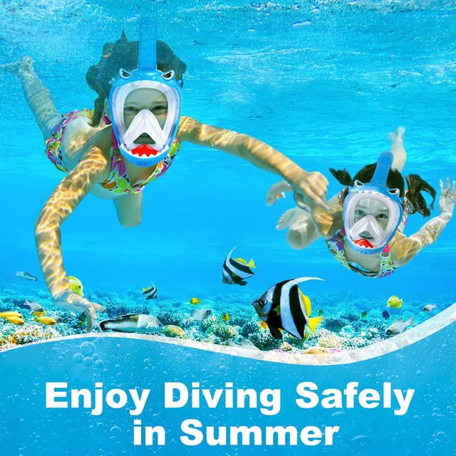 Detalle de Kids Full Face Snorkel Mask with 180° Panoramic View and Dry Top System
