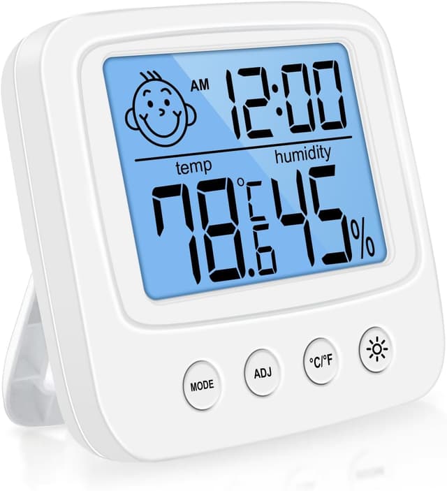 Detalle de Vinabo High Accuracy Digital Thermometer Hygrometer (Indoor Desktop Monitor with Backlight Clock)