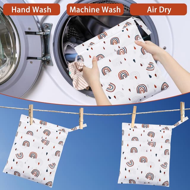 Detalle de Zocipro 3er Wetbag Set für Stoffwindeln (Nass- und Trocken-Taschen) mit Reißverschluss, Regenbogen
