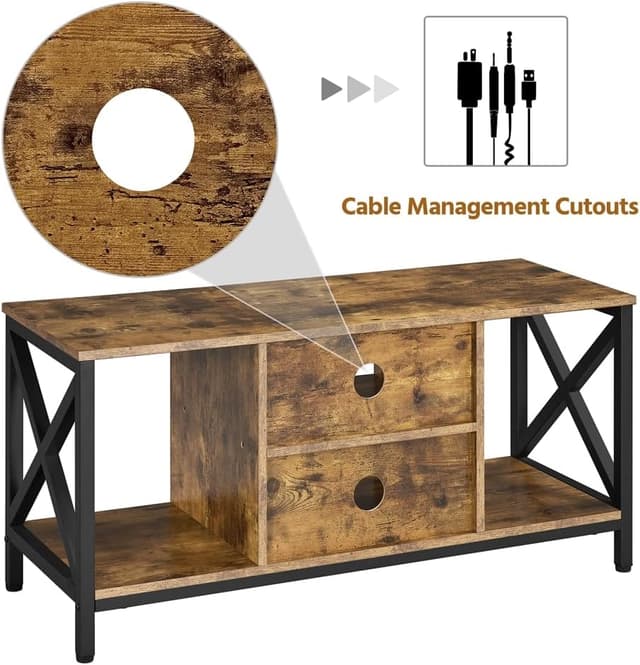 Detalle de Yaheetech mobile per TV con tavolino basso e supporto fino a 50 pollici, legno e metallo (106 × 40 × 50,5 cm)