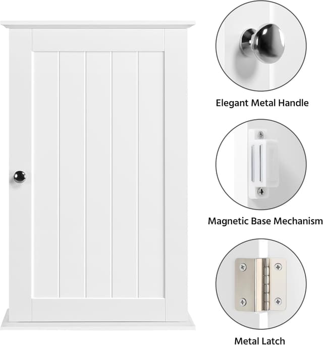 Thumbnail 3 de Yaheetech Mobiletto pensile da bagno con anta e ripiano regolabile