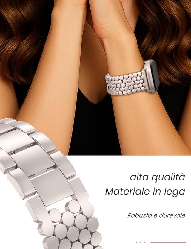 Detalle de JJii Sung cinturino in metallo a nido d’ape per Apple Watch 38/40/41/42/44/45/46/49 mm