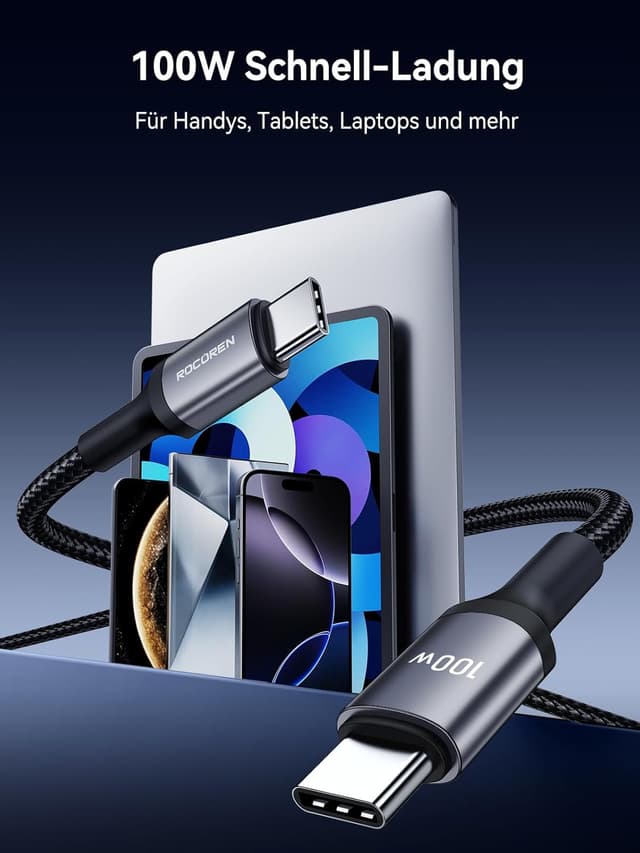 Detalle de Rocoren USB C Kabel 100W 2er Set 2m