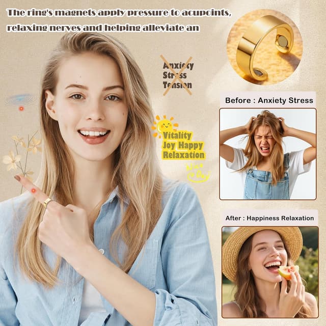 Detalle 2 de Zecimi Magnetring Silber – verstellbarer Anti-Stress Ring mit Magneten für Alltag, Fidget & Schlaf