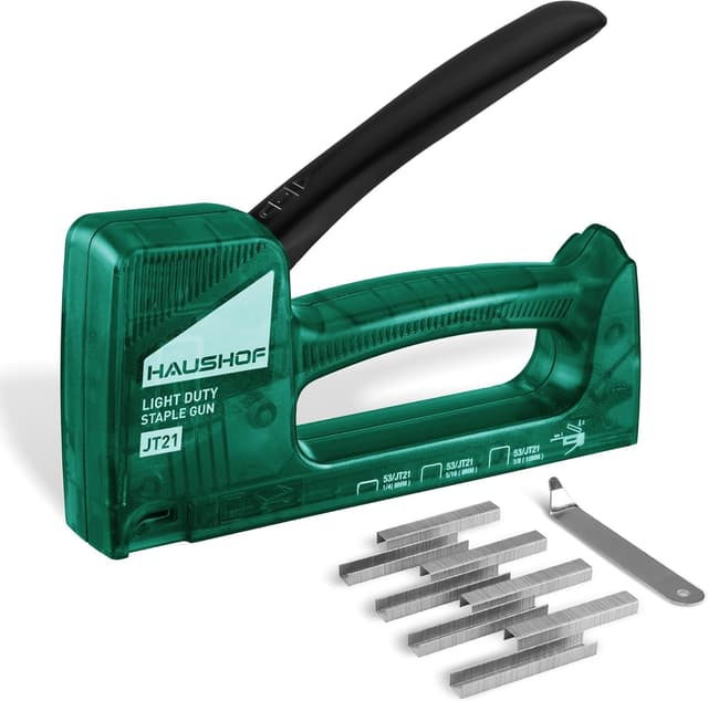 Detalle de HAUSHOF Handtacker / Tackerpistole für Klammern Typ 53 (JT21), 18 cm, mit 800 Klammern und Klammerentferner