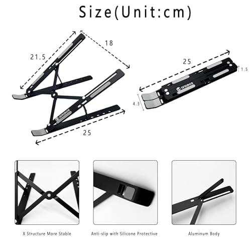 Detalle de AITODOS TA AiTodos Soporte portátil plegable de aluminio con ajuste de 6 posiciones (negro)