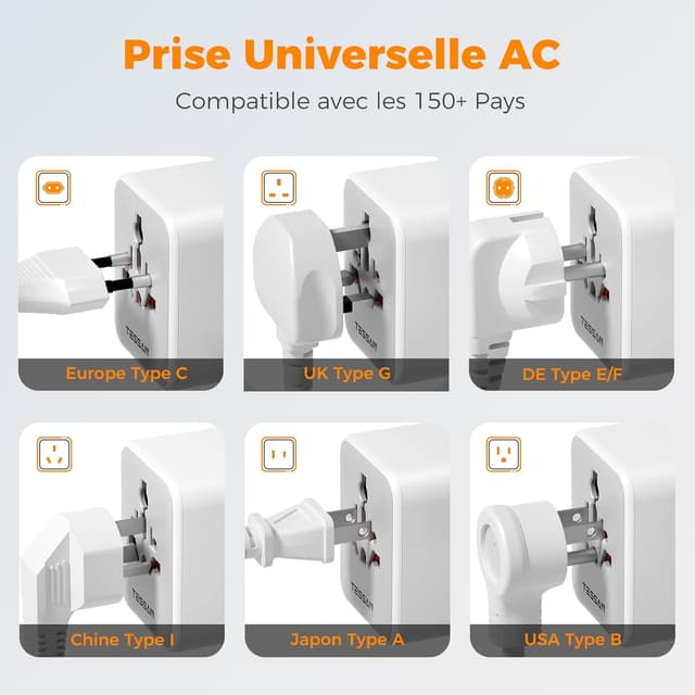 Thumbnail 4 de TESSAN Adaptateur Prise Universelle 2500W 🔌