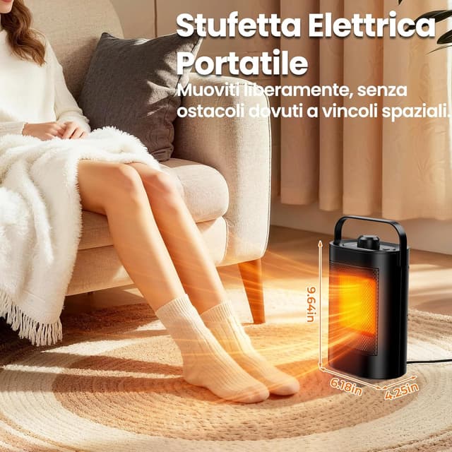 Detalle 1 de YOOKESEN Stufetta elettrica 1500W PTC