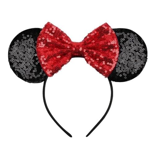 Imagen de YUNISS Bandeaux oreilles souris paillettes rouge en OfertitasTOP