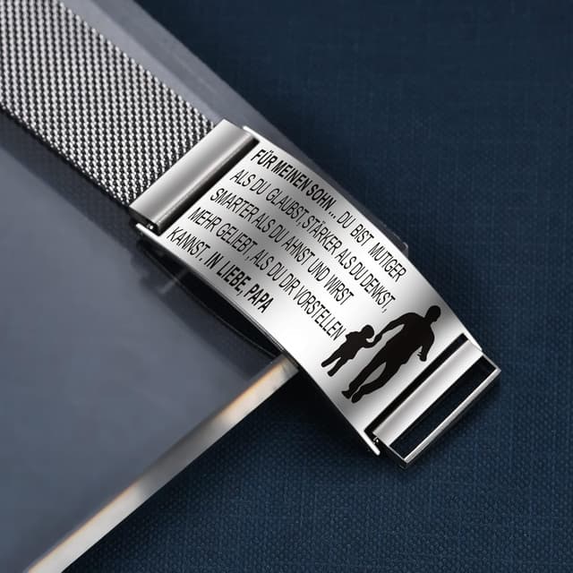Detalle 2 de AITENME personalisiertes Armband mit Gravur „Für meinen Sohn/Tochter“ aus 316L Edelstahl