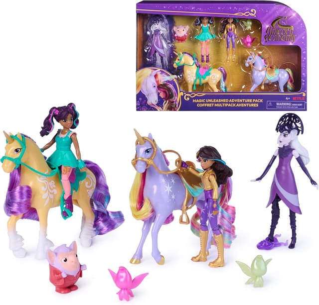 Detalle de Unicorn Academy Abenteuer-Set mit Ravenzella, Sophia, AVA, Wildstar, Leaf & weiteren Figuren (ca. 12 cm) – für Kinder ab 4 Jahren