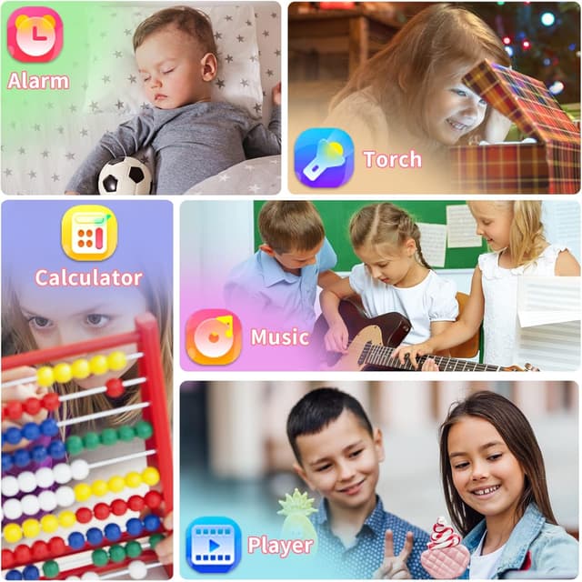 Detalle 2 de Phyulls Kids Smart Watch Gift for Girls (Age 4–12) with HD Touch Screen, Camera, 39 Games & Pedometer