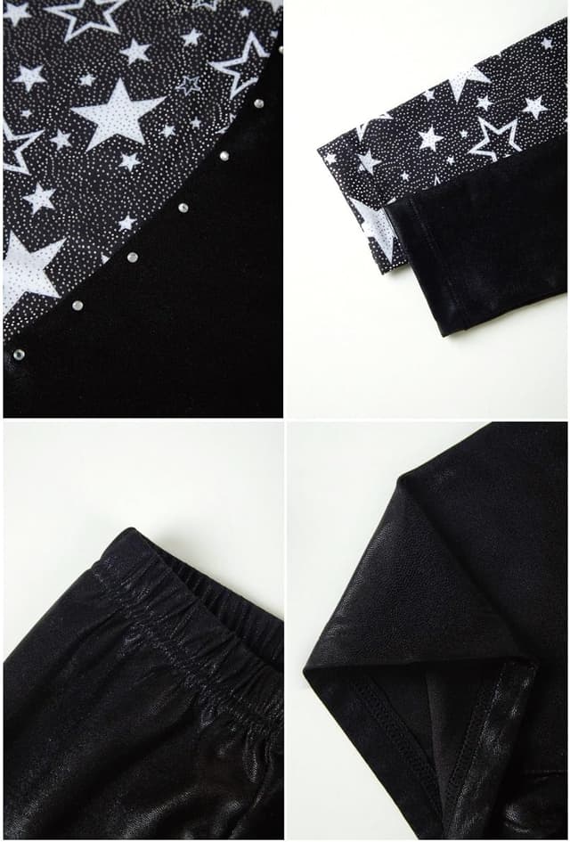 Detalle 2 de Girls’ three-piece gymnastics leotard set with sparkling gradient design