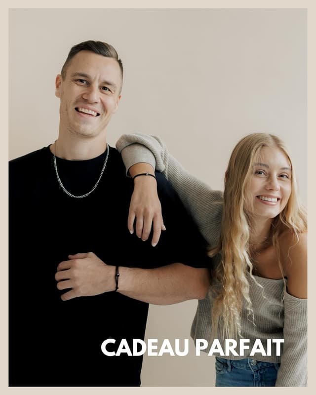 Detalle de GD GOOD.designs EST. 2015 Bracelet d’amitié en corde noir avec lettres (ajustable 14 à 24 cm)