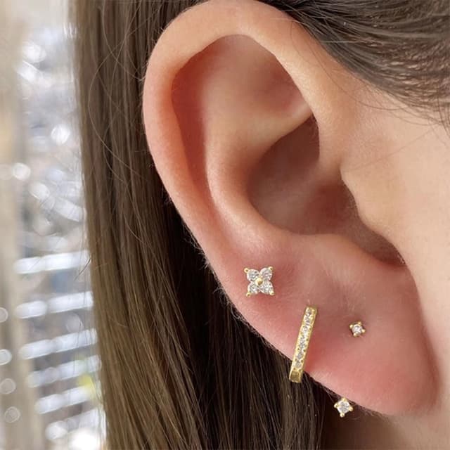 Thumbnail 4 de CERSLIMO 3 Paar Ohrringe Set Mehrere Ohrlöcher