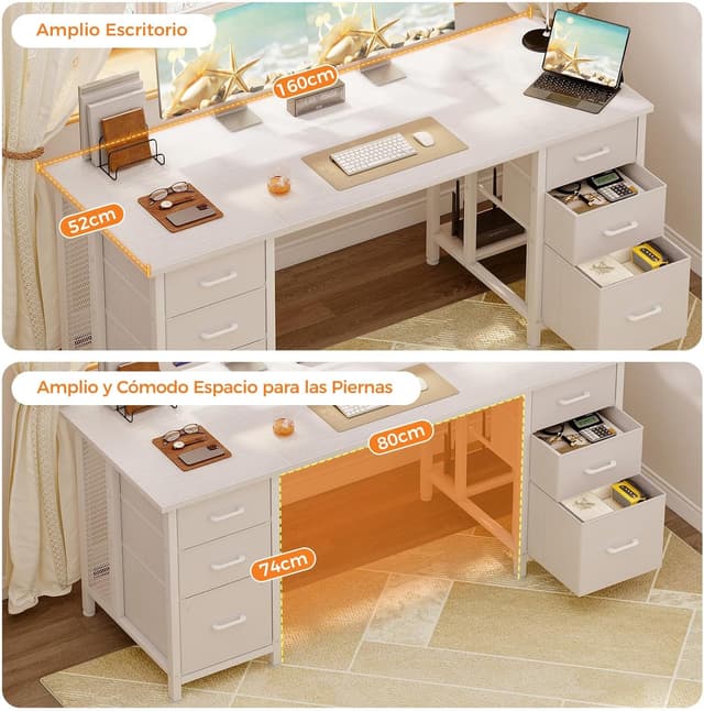 Thumbnail 6 de Coleshome Escritorio 160x52 cm con 6 Cajones