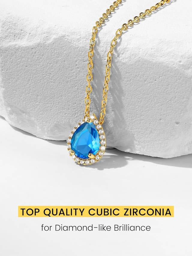 Detalle de GoldChic Zirkonia Geburtsstein Kette mit Kupfer-Anhänger und verstellbarer Rolokette (41 cm)