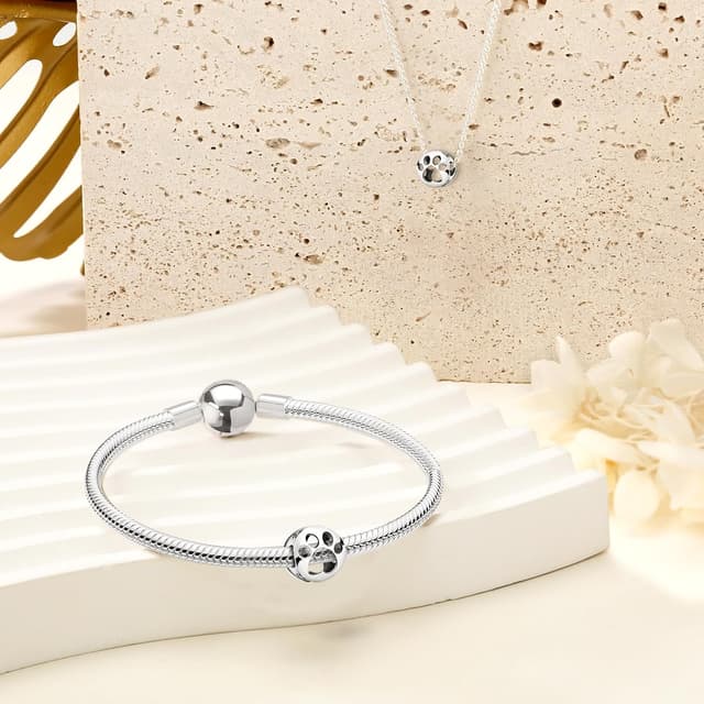 Detalle de Ruaidhra 925 Sterling Silber Charms Anhänger mit Clip-Stopper-Optik für Armband oder Kette