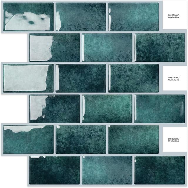 Imagen de DEWOO Dark Green Peel and Stick Wall Tiles 10 Sheets en OfertitasTOP