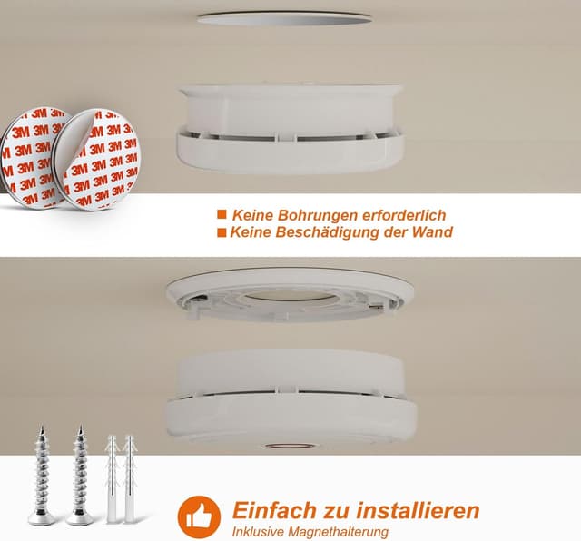 Detalle 2 de Rauchmelder mit Magnetbefestigung & 10-Jahre-Lebensdauer (photoelektrisch, 1 Stück)