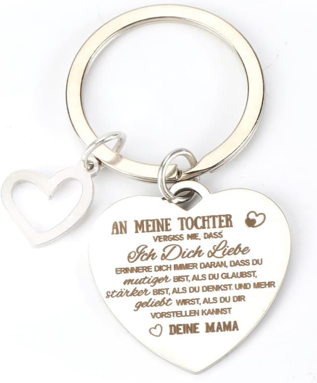 Detalle de OBEISN herzförmiger Edelstahl-Schlüsselanhänger mit Spruch – Geschenkidee für Frauen und Tochter