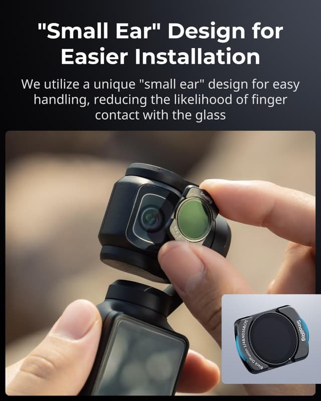 Detalle de SmallRig Ensemble de filtres magnétiques pour DJI Osmo Pocket 3 : diffusion noire 1/4 + ND/CPL, VND, filtre étoile 6 points et protecteur d’écran