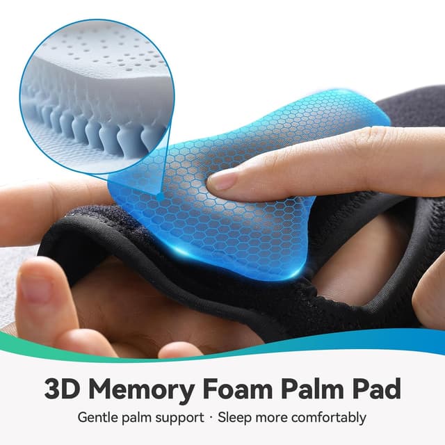 Detalle de AGPTEK Carpal Tunnel Wrist Support for Night Sleep (Night-Use Fitted Splint, Cushioned Pads) – Size S