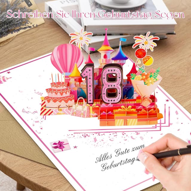 Detalle 1 de Geburtstagskarte 18. Geburtstag mit 3D Pop-up