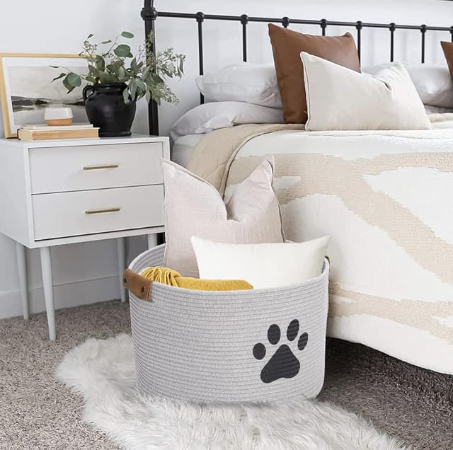 Thumbnail 6 de Geyecete round dog toy basket storage weave rope basket in grey