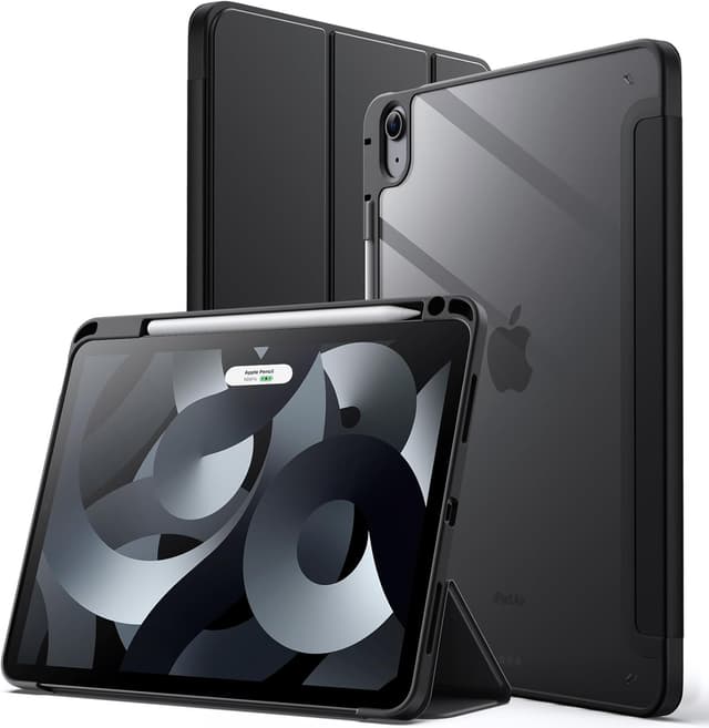 Detalle de JETech NUR Hülle für iPad Air 11 Zoll (M4/M3/M2, 2026/2025/2024) + iPad Air 5/4 mit Stifthalter – transparente Crystal Back, Schwarz