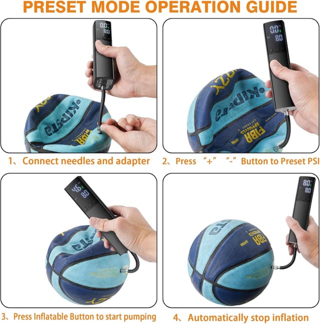 Detalle de Electric Ball Pump – Smart Air Pump with Accurate Pressure Gauge, LCD Display & Auto-Stop (Portable, USB Rechargeable)